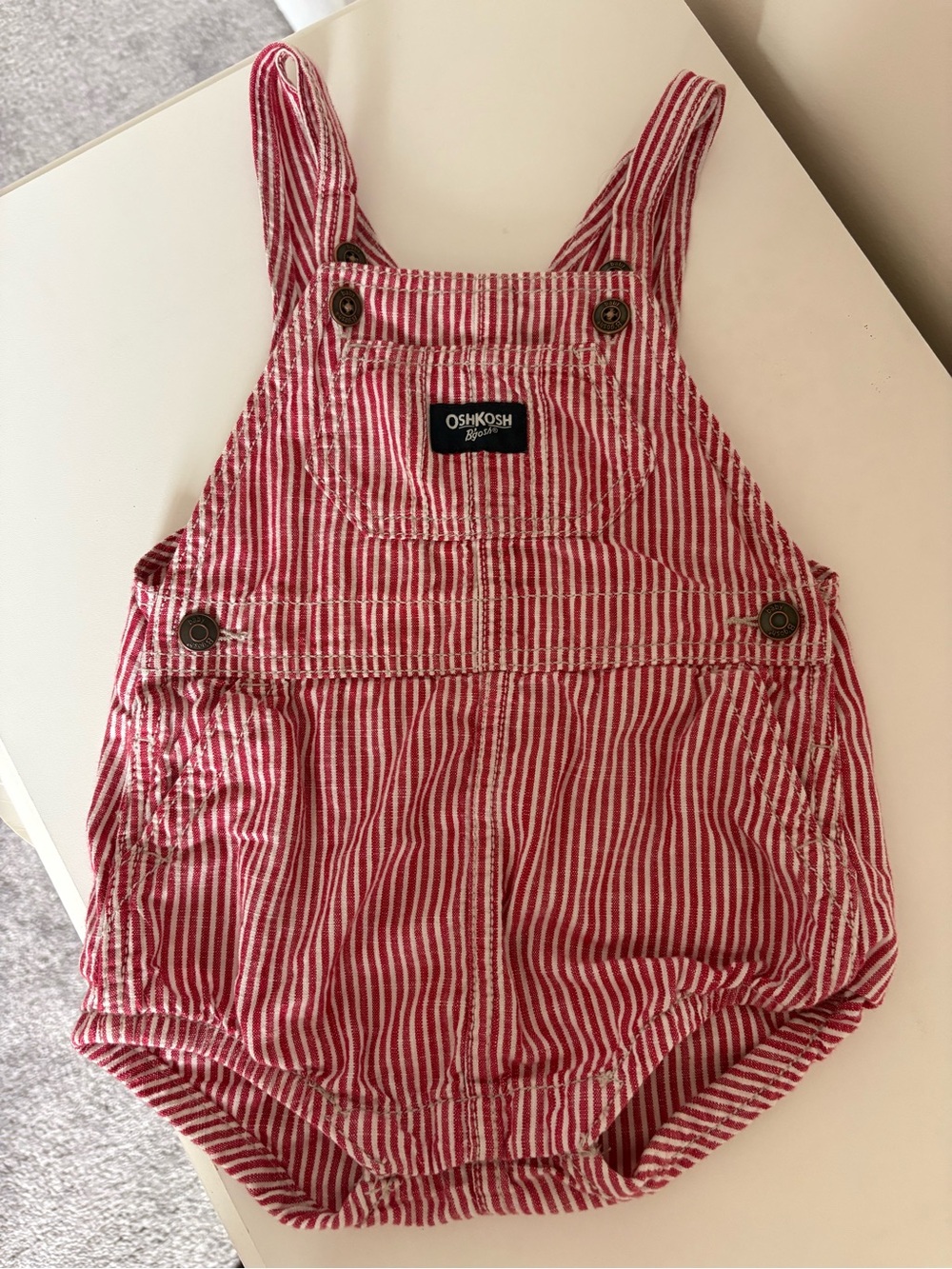 OshKosh B'gosh Red and White Striped Baby Overalls